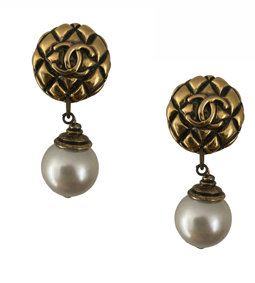 cc pearl drop earrings